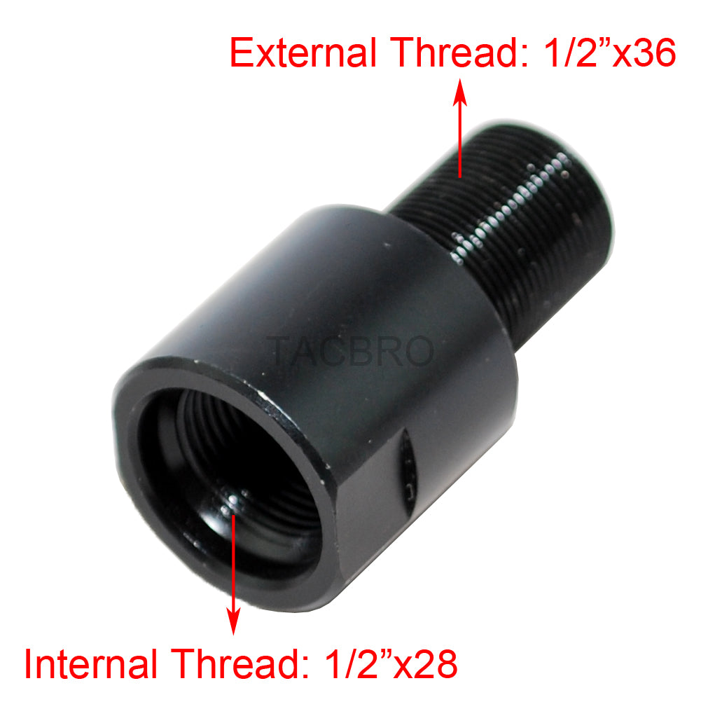 All Steel Muzzle Thread Adapter Covert 1/2x28 to 1/2x36 Crush