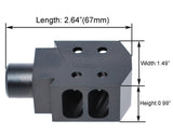 Anodized Aluminum Tanker Style 1/2"x36 Thread Pitch Muzzle Brake for 9mm