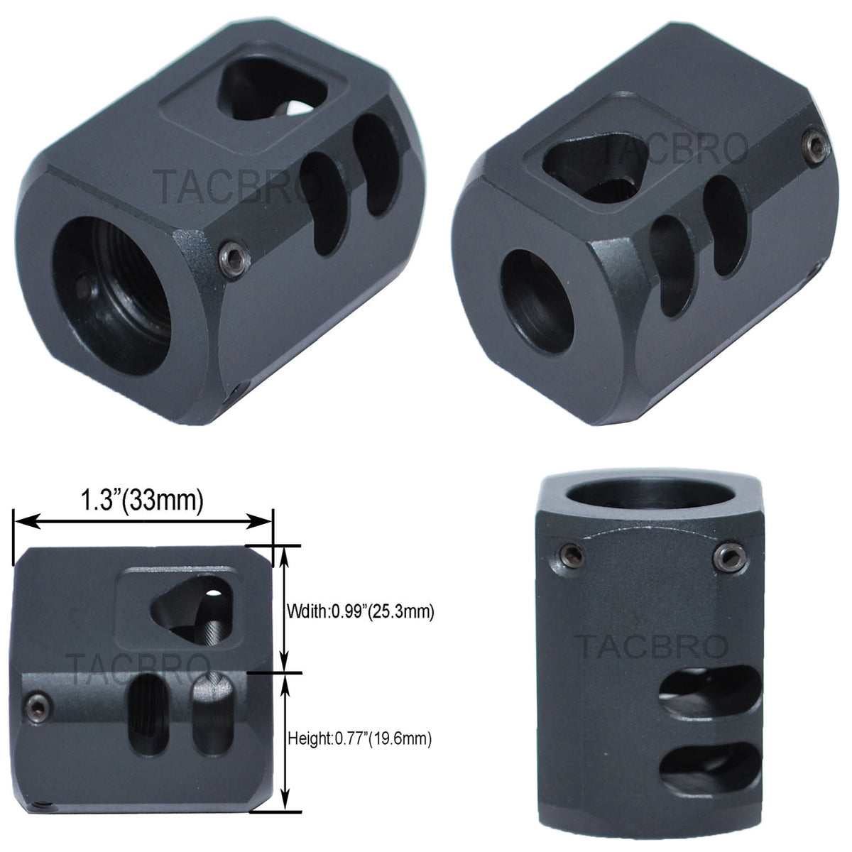 Excellent 1/2x28 TPI Muzzle Brake Compensator Anodized Tan For 9mm Glock