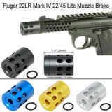 Aluminum .22LR Ruger Mark IV 22/45 1/2"x28 TPI Muzzle Brake Compensator Fit SW22
