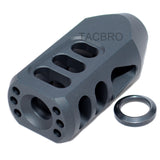 Black Anodized Aluminum Tanker Style Muzzle Brake 1/2x36 RH TPI for 9MM