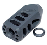 Black Anodized Aluminum Tanker Style Muzzle Brake 1/2x36 RH TPI for 9MM