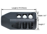 Black Anodized Aluminum Tanker Style Muzzle Brake 1/2x36 RH TPI for 9MM