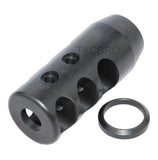 All Steel Compact 1/2x28 Muzzle Brake for 9MM w/ Crush Washer