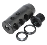 All Steel Compact 1/2x28 Muzzle Brake for 9MM w/ Crush Washer