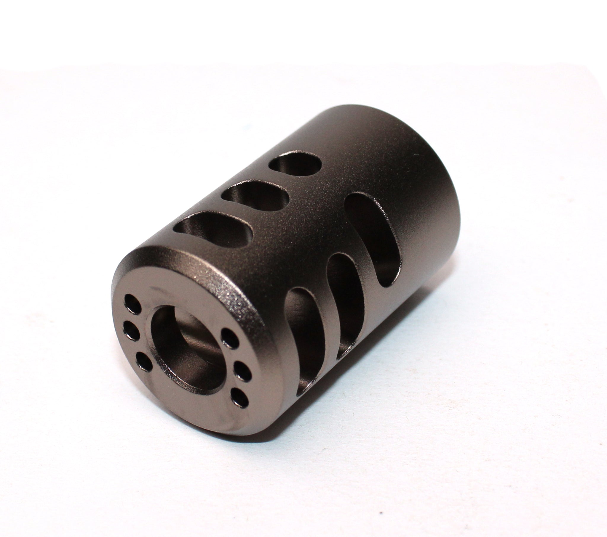 1/2"x28 TPI 9mm Muzzle Brake Compensator – Rainbow Finish – For GLOCK Rifles, Made In USA