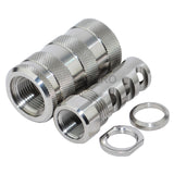 STAINLESS STEEL 5/8''x24 Muzzle Brake+ STAINLESS STEEL 13/16-16 Threaded Sleeve Sound Forwarder