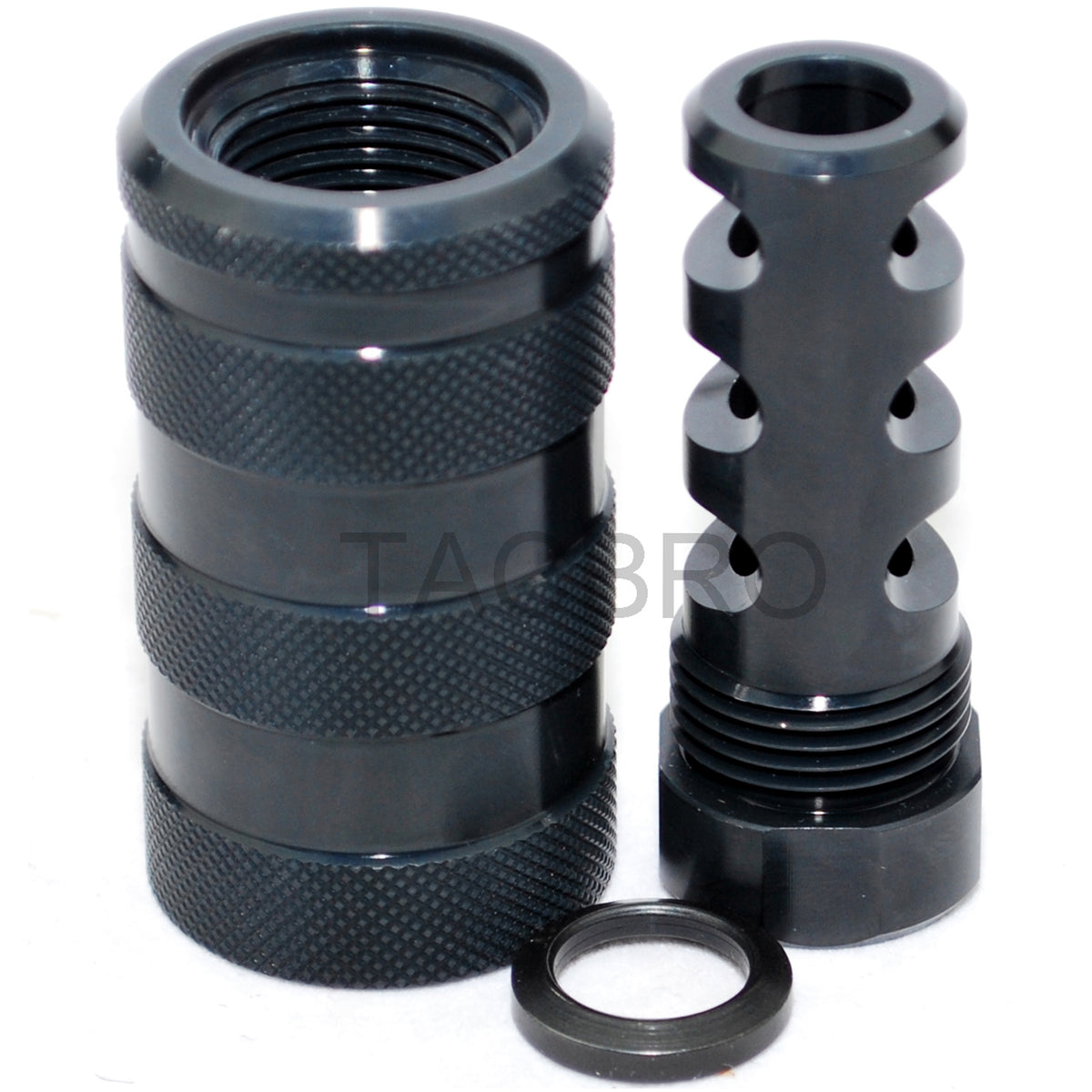 STEEL 9MM Muzzle Brake 1/2x36 & STEEL 13/16-16 Threaded Sleeve Sound F ...