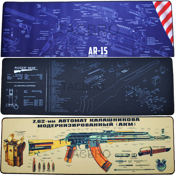 Long Gun Cleaning Bench Mat with Rifle Parts List NON-SLIP-12