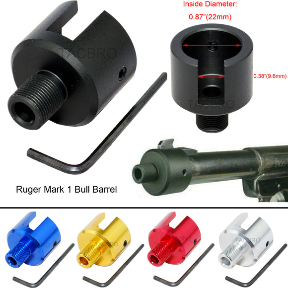 Ruger .22 Mark 1,2,3 Bull Size 1/2x28 Muzzle Brake Adapter - Color Var