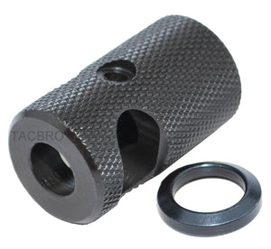 All Steel Short 1/2''x36 Compact Competition Muzzle Brake Knurled Finish for 9MM