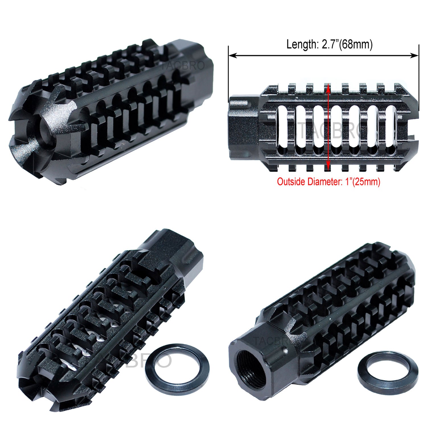 thumbnail image 2 of TACFUN 1/2x28 TPI Linear Compensator Muzzle Brake For .223 / 5.56 / .22lr Rifles With Washer & Nut 2 of 6