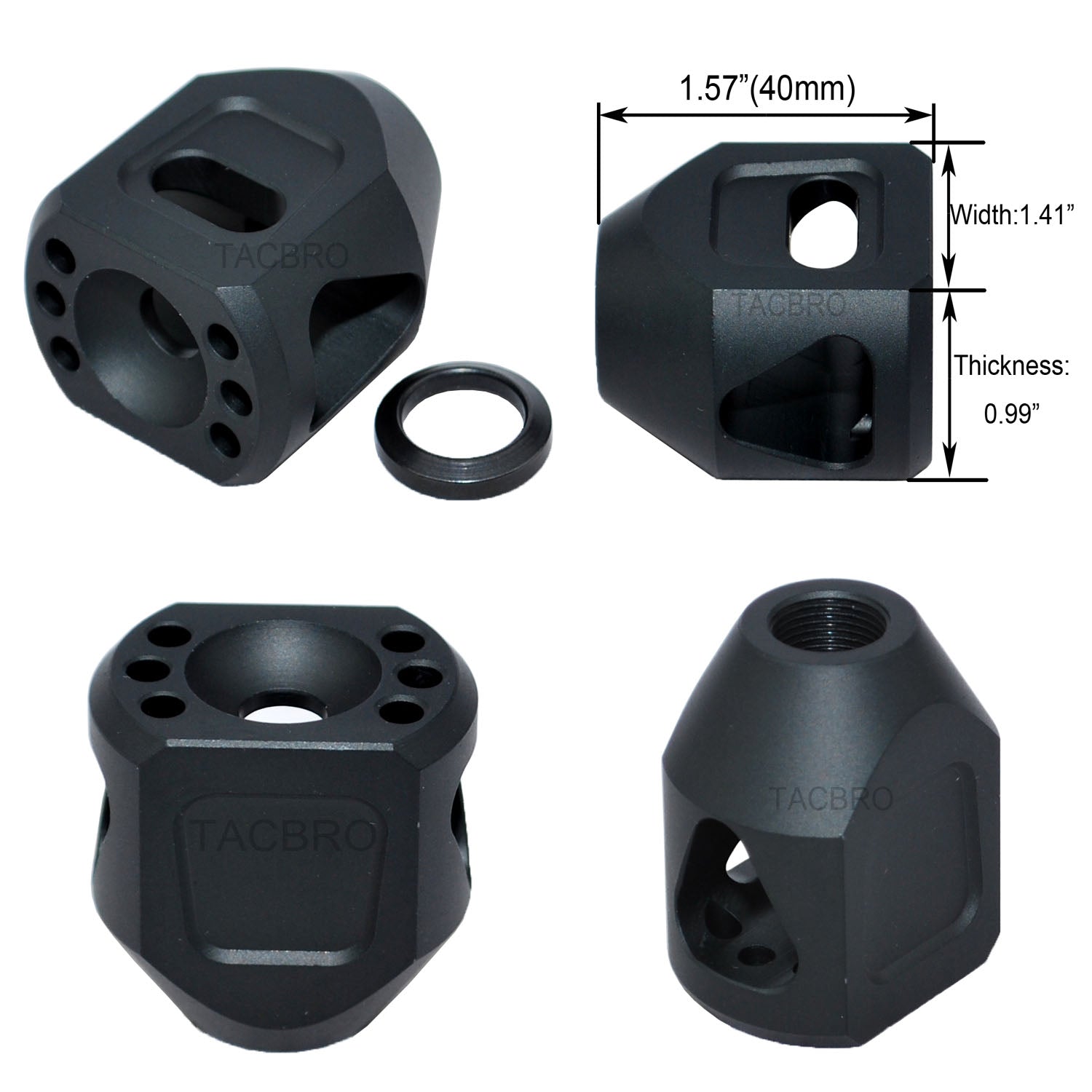 Anodized Aluminum 1/2''x28 Thread Pitch Mini Tanker Muzzle Brake