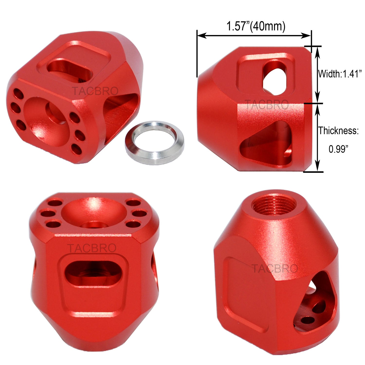 Anodized Aluminum 1/2''x28 Thread Pitch Mini Tanker Muzzle Brake