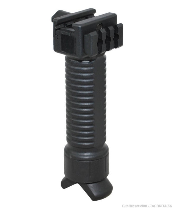 TACBRO AR Black Polymer Bipod Fore Grip with Side Rail for Laser/Flashlight