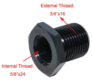 Aluminum Muzzle Thread Adapter Covert 5/8"x24 to 3/4"x16; 13/16"x16; 3/4NPT;